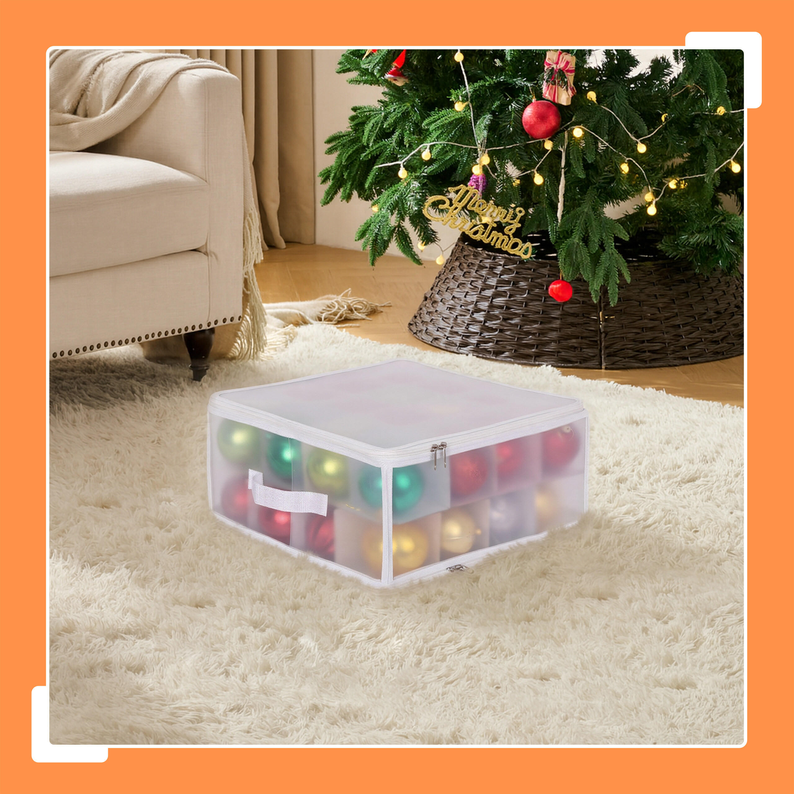 WEIHNACHTSKUGEL-AUFBEWAHRUNGSBOX - Transparent, Wellpappe/Kunststoff (36/18/36cm) - Relaxdays