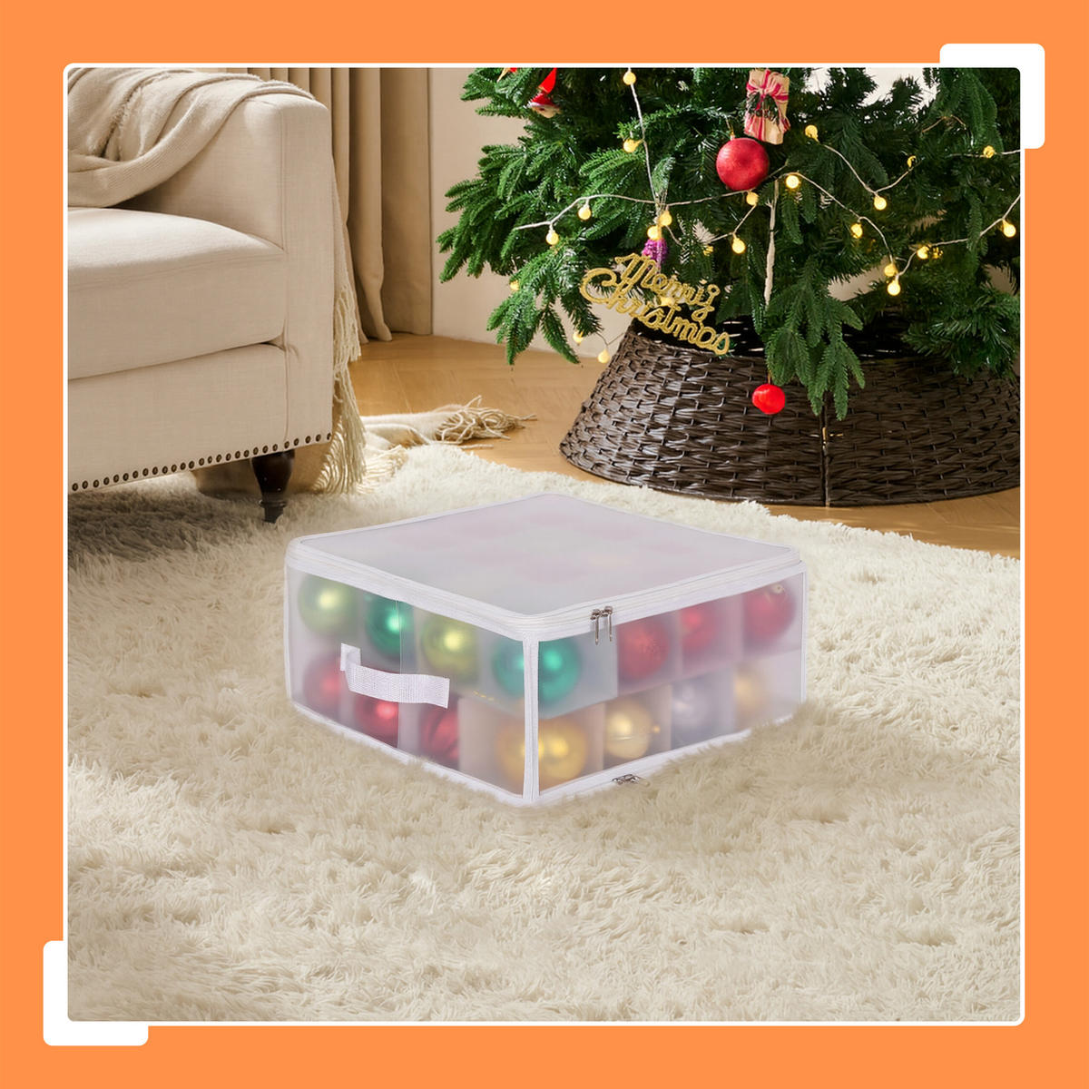 WEIHNACHTSKUGEL-AUFBEWAHRUNGSBOX - Transparent, Wellpappe/Kunststoff (36/18/36cm) - Relaxdays
