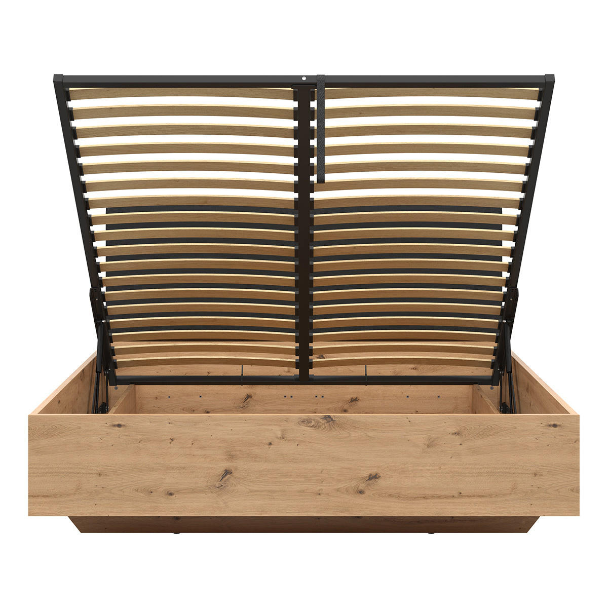 BOXSPRING POSTELJA 160/200 Mao Les hrastovega videza - rjava, leseni material (160/200cm) - Petits-meubles