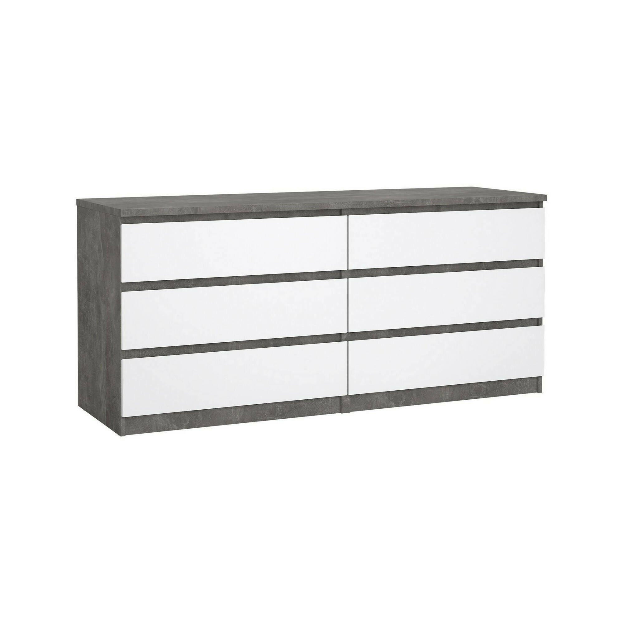 KOMMODE Zement, Glänzendes Weiß 50/153.8/70.1 cm - Grau, Holzwerkstoff (153.8/70.1/50cm) - DMORA