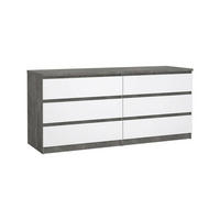 KOMMODE Zement, Glänzendes Weiß 50/153.8/70.1 cm - Grau, Holzwerkstoff (153.8/70.1/50cm) - DMORA