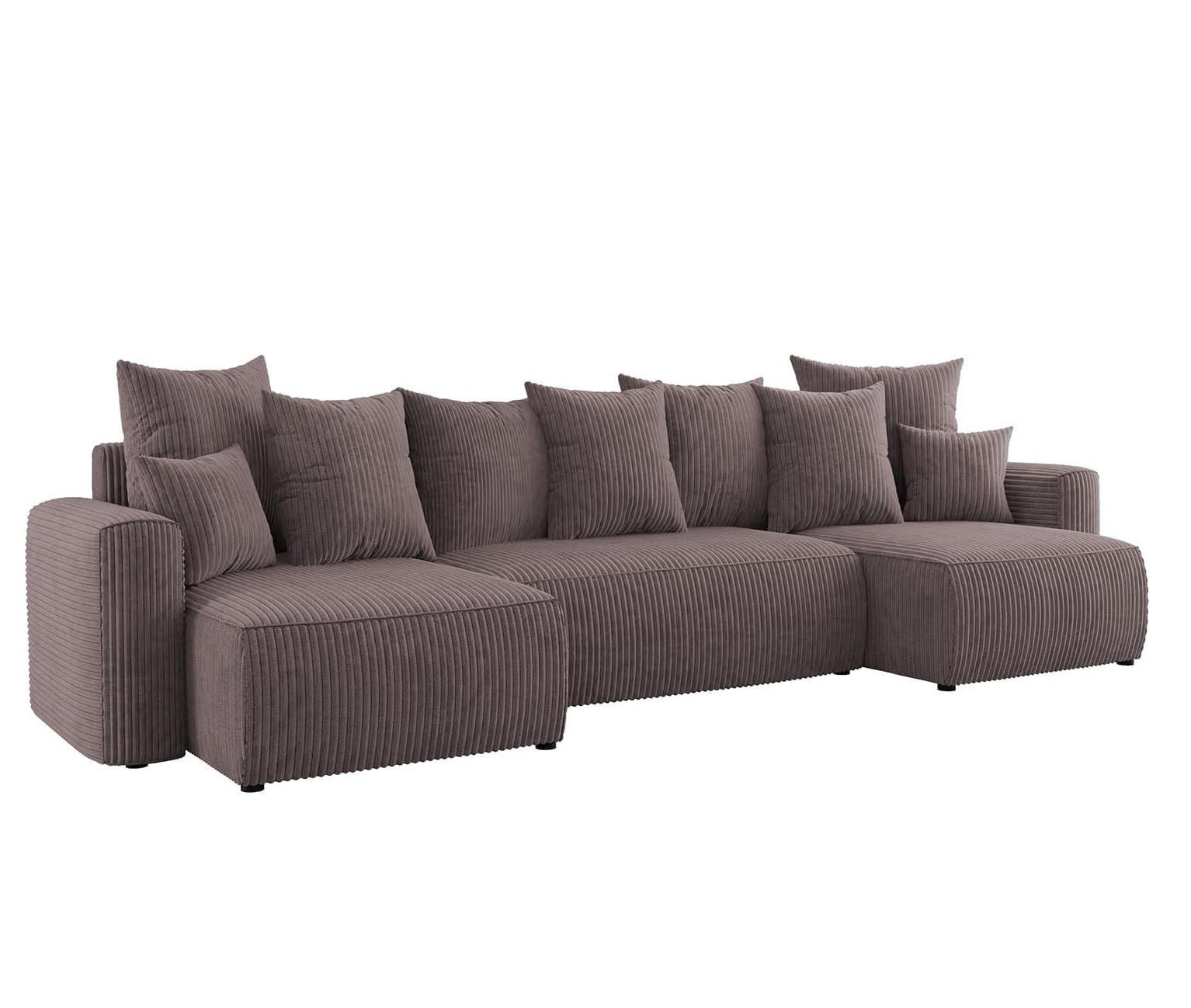 ECKSOFA DAVE U - Schwarz/Braun, Holzwerkstoff (312/142cm) - Meblini