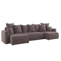 ECKSOFA DAVE U - Schwarz/Braun, Holzwerkstoff (312/142cm) - Meblini