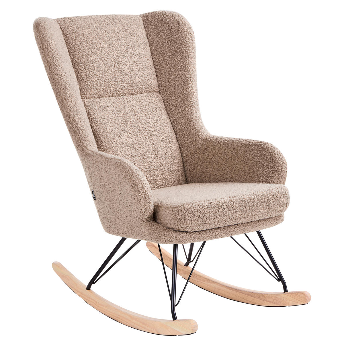 HOUPACÍ KŘESLO Bouclé Béžové Luoma - černá/hnědá, textil (69/106/97cm) - Beliani