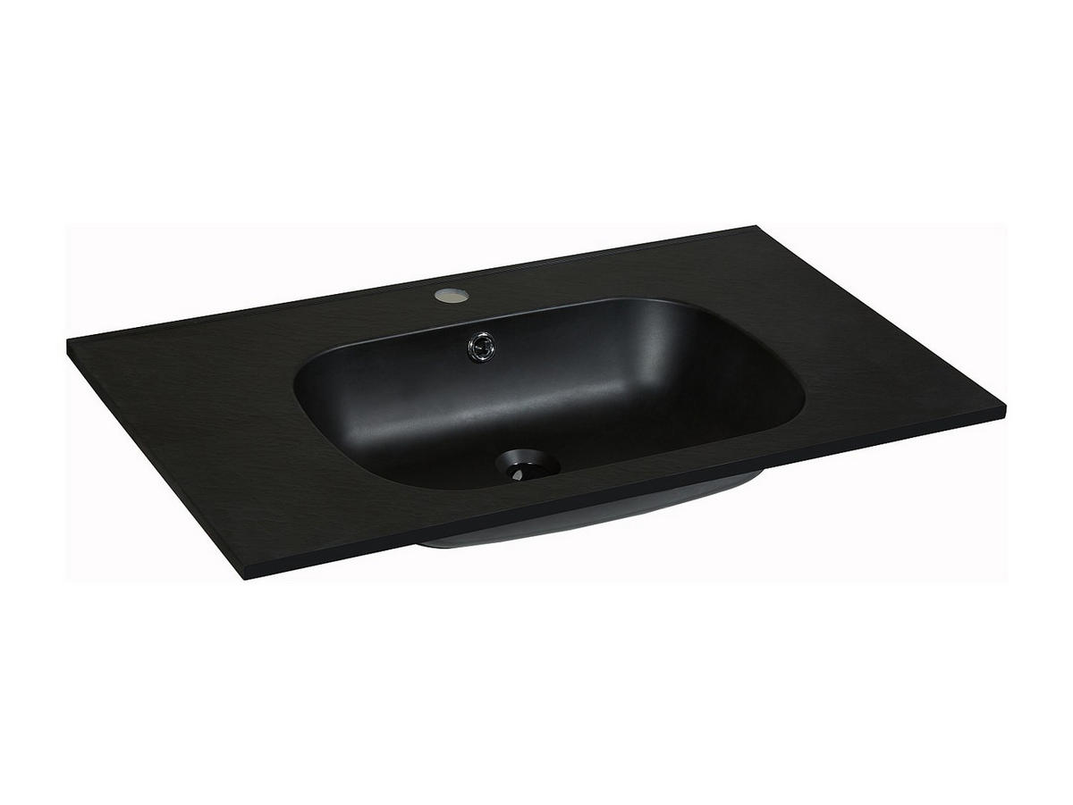 EINBAUWASCHBECKEN - 80 cm x 46 cm - Harz - Schwarz - OKIWA - Schwarz, Kunststoff (80/14.5/46cm) - Vente-Unique