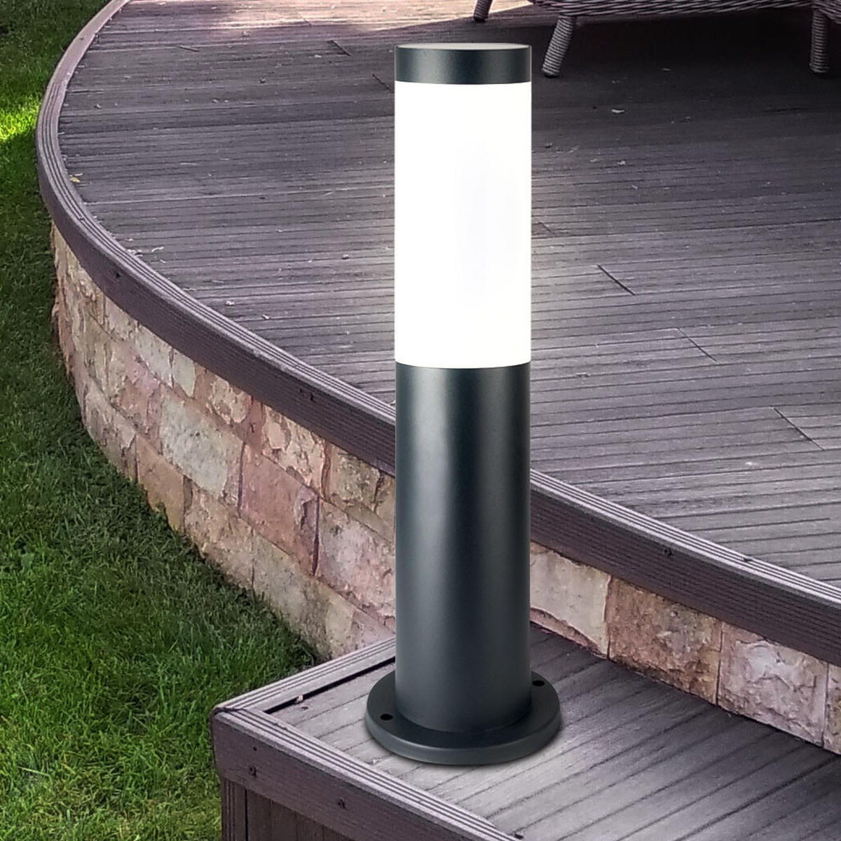LED STEHLEUCHTE Edelstahl Anthrazit - Anthrazit, Metall (7.6/7.6/45cm)