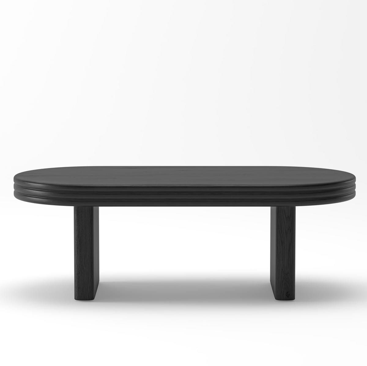 COUCHTISCH 120/60/41,5 cm Schwarz aus MDF mit ovalem Design und robustem Aufbau - Schwarz, Holzwerkstoff (120/60/41.5cm) - OKWISH