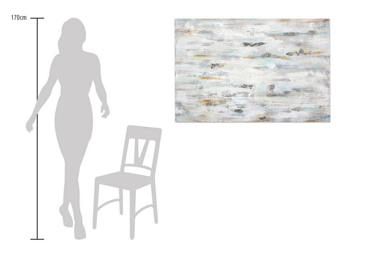 ACRYLBILD HANDGEMALT 120/80 cm - Silberfarben/Grau, Holz/Textil (2/80cm) - KUNSTLOFT