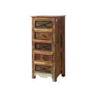 KOMMODE Altholz 55x45x122 mehrfarbig lackiert NATURE OF SPIRIT #129 - Multicolor, Holz (55/122/45cm) - Massivmoebel24