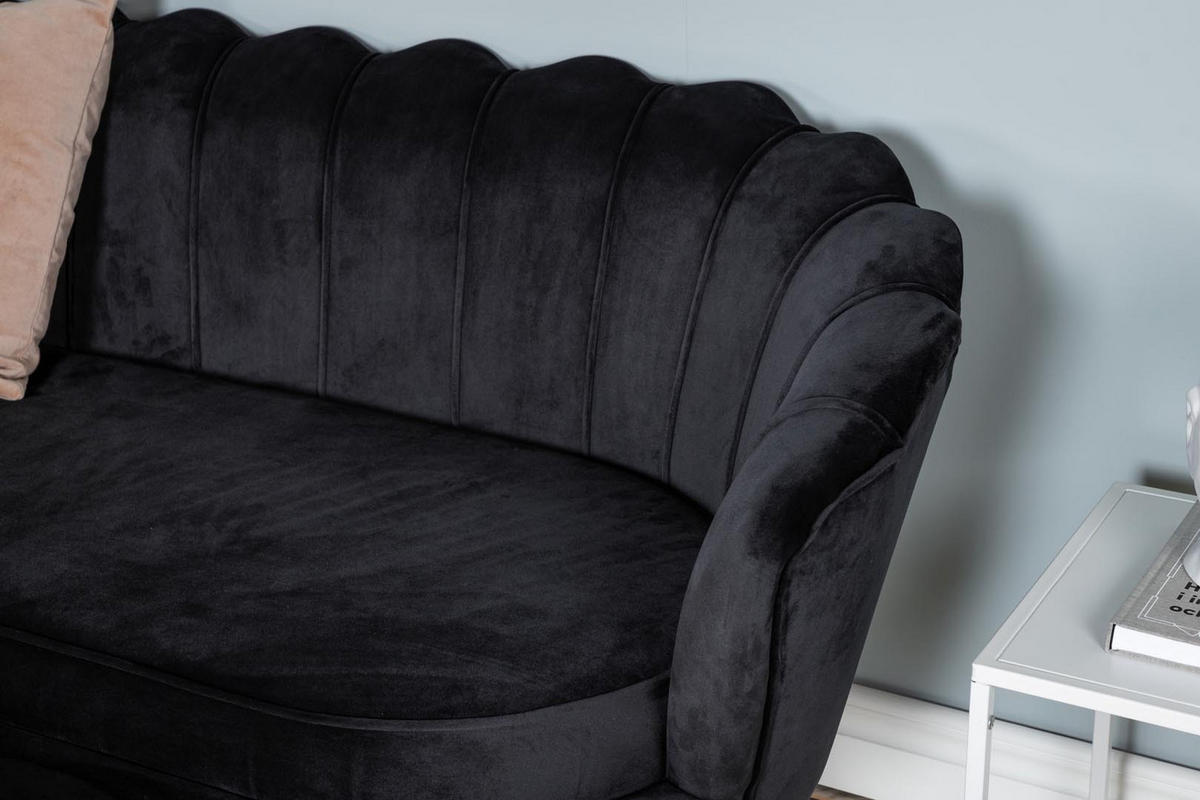 3-SITZER-SOFA Velours schwarz - Schwarz, Textil (181/79/78cm) - ebuy24