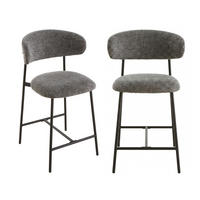 2ER-SET Hocker aus meliertem Stoff mit Metallbeinen Draco 52/53/94 cm - Grau, Holzwerkstoff (46/94/55cm) - Calicosy