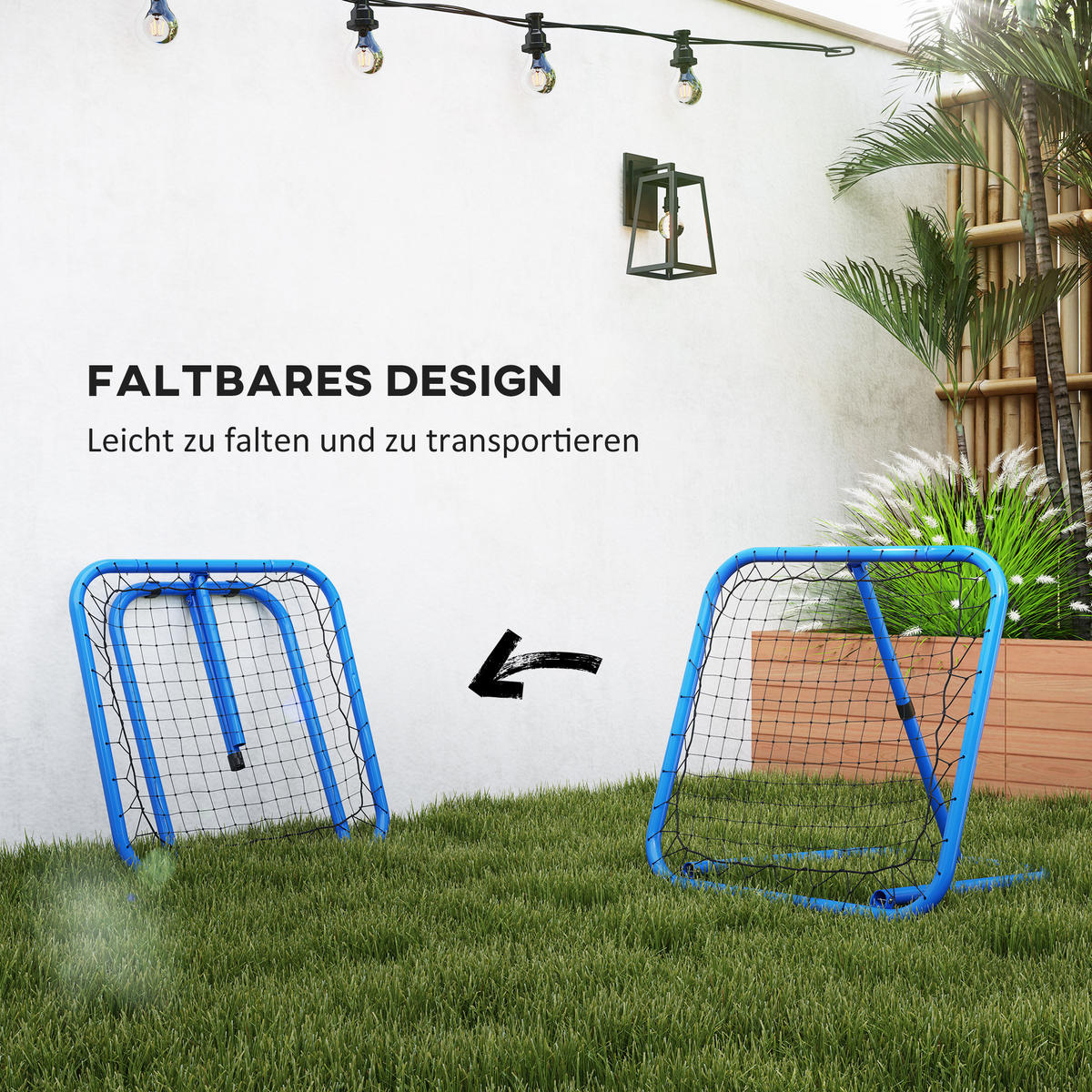 REBOUNDER für Fussball DE-10452 5-fach verstellbar, klappbar Blau - Blau, Metall (84/78cm) - ComfortXL