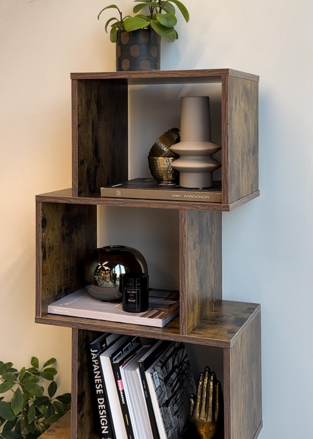 STANDREGAL Kaliopsi mit 5 Regalfächern, dunkle Holzoptik - Dunkelbraun, Holzwerkstoff (49/151/30cm) - Selsey