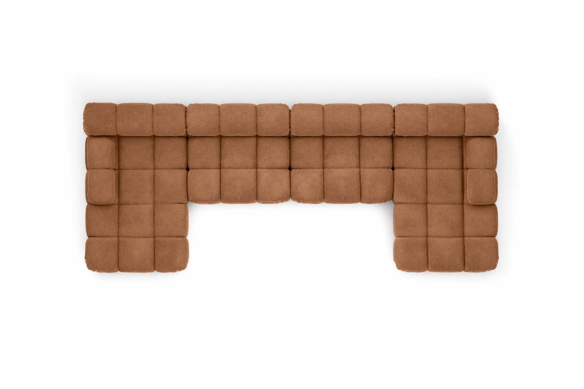 ECKSOFA U-Form XL, Stoff Velours Salvador, Dunkelbeige, Selia U XL - Beige, Holz (380/70/160cm) - Kaiser Möbel