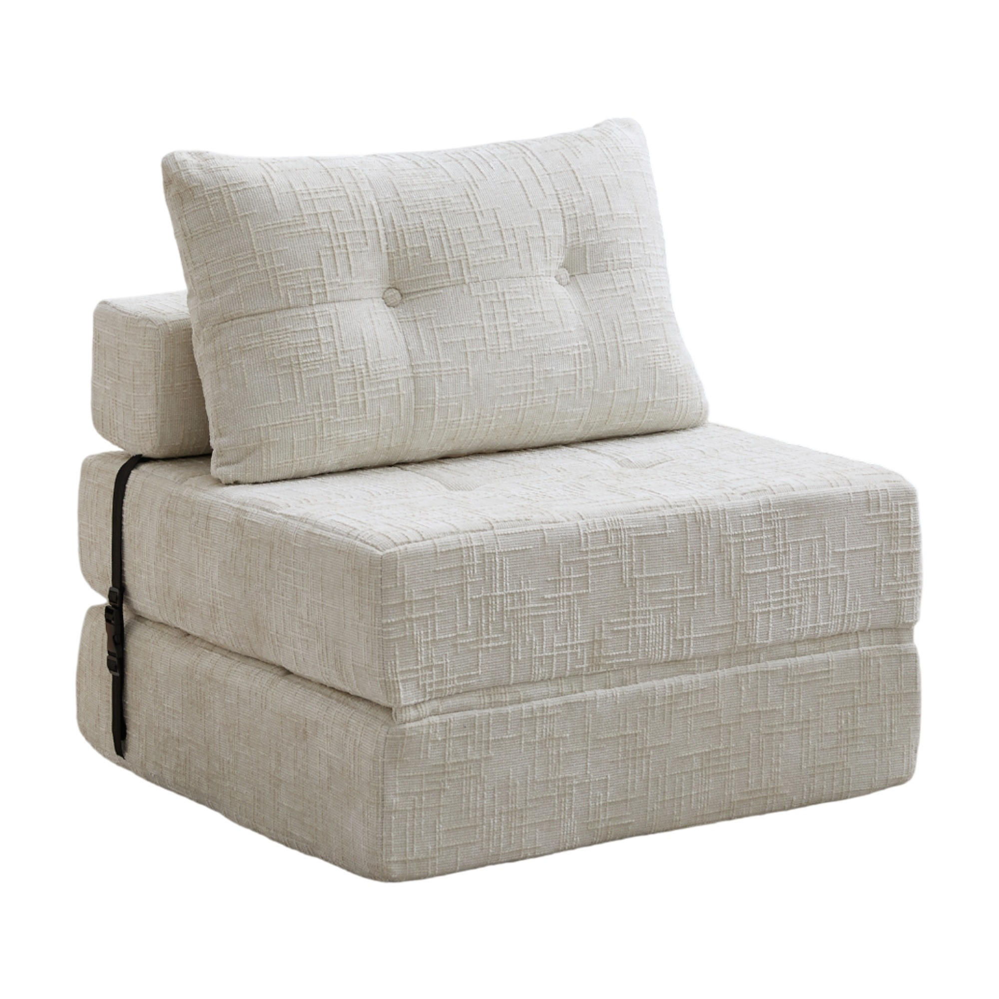 SCHLAFSESSEL klappbar 79x180 cm Chenille Beige mit Kissen - Beige, Kunststoff (79/57/79cm) - Beauniv