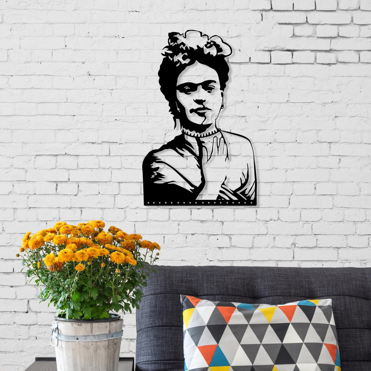 WANDDEKORATION Metall Nr. 15 Frida Schwarz 32/0,3/49 cm - Schwarz, Metall (32/49/0.3cm) - Decortie