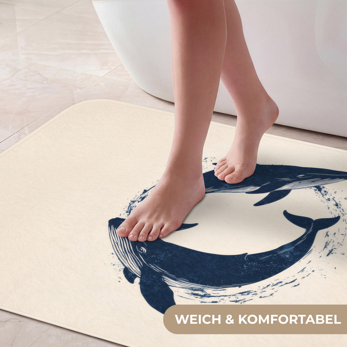 BADEMATTE Wale - Spritzer - Kreis - Dunkelblau 90x60 cm - Dunkelblau, Kunststoff/Textil (90/60cm)