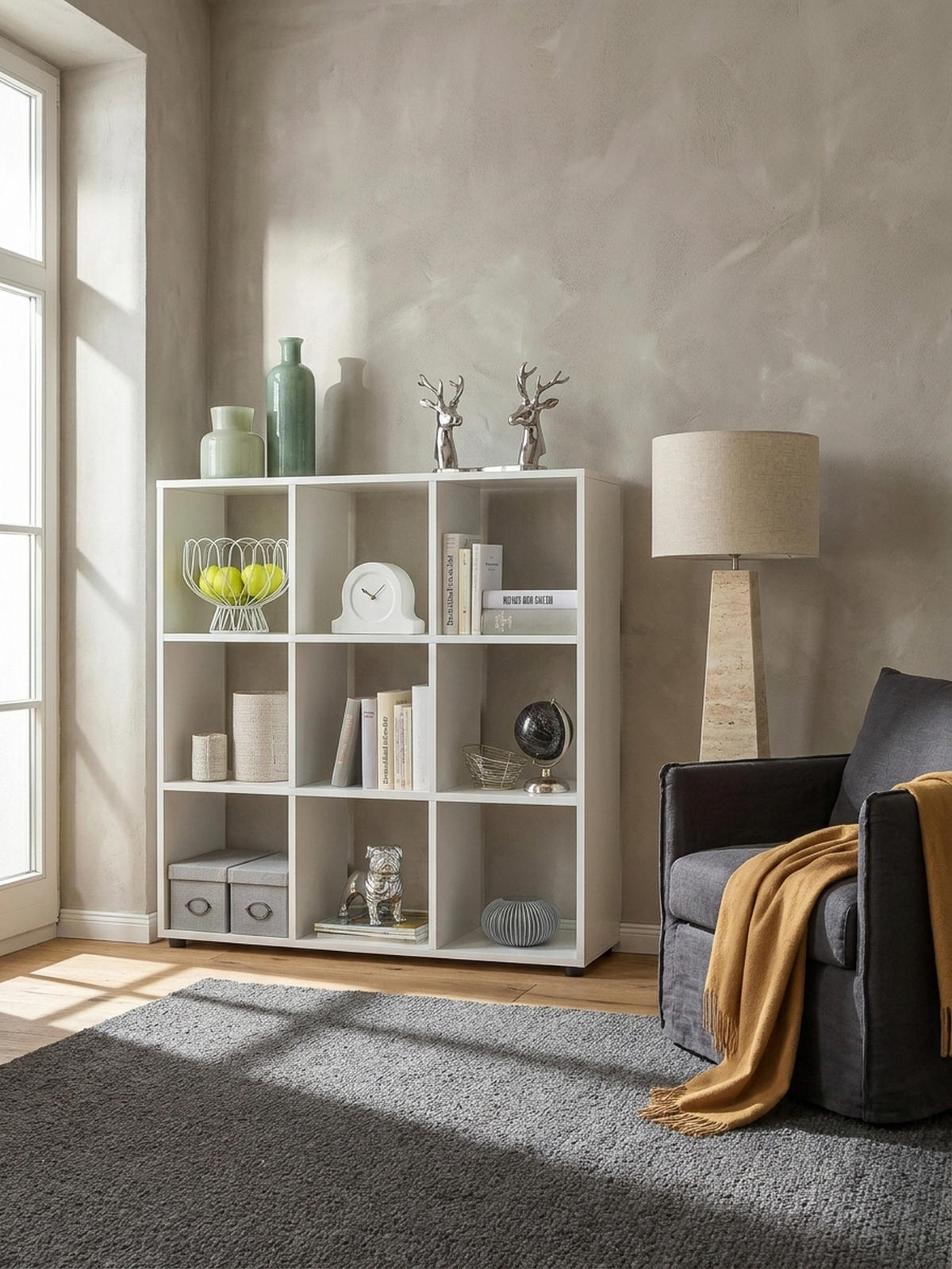 BÜCHERREGAL – Weiß, 8 Fächer, kratzfest, Raumteiler - Weiß, Holz/Kunststoff (108/104/29cm) - KADIMA DESIGN