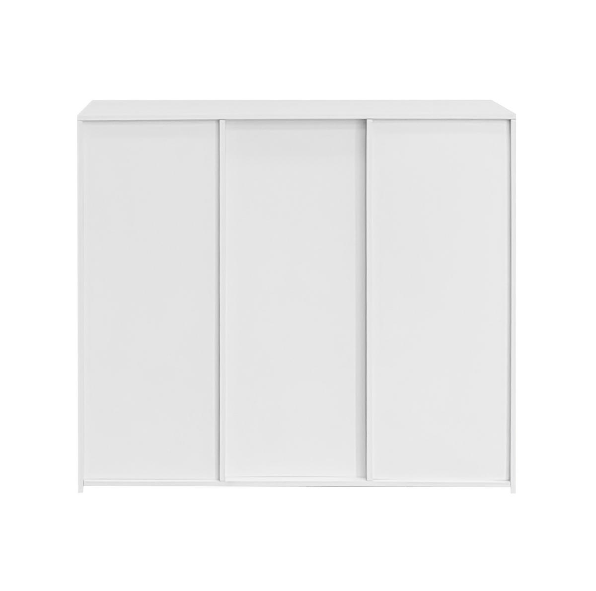 SIDEBOARD in Weiß mit Hochglanz-Front und Glasregalen, kompaktes Buffet mit Tür, 95/35/83 cm, Weiß - Weiß, Holzwerkstoff (95/83/35cm) - Redom