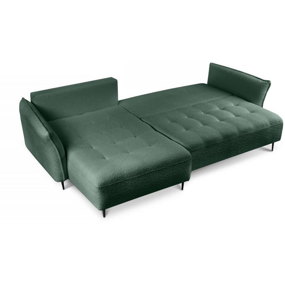 ECKSCHLAFSOFA Bari links grün - Schwarz/Grün, Textil (276/158cm) - Beautysofa