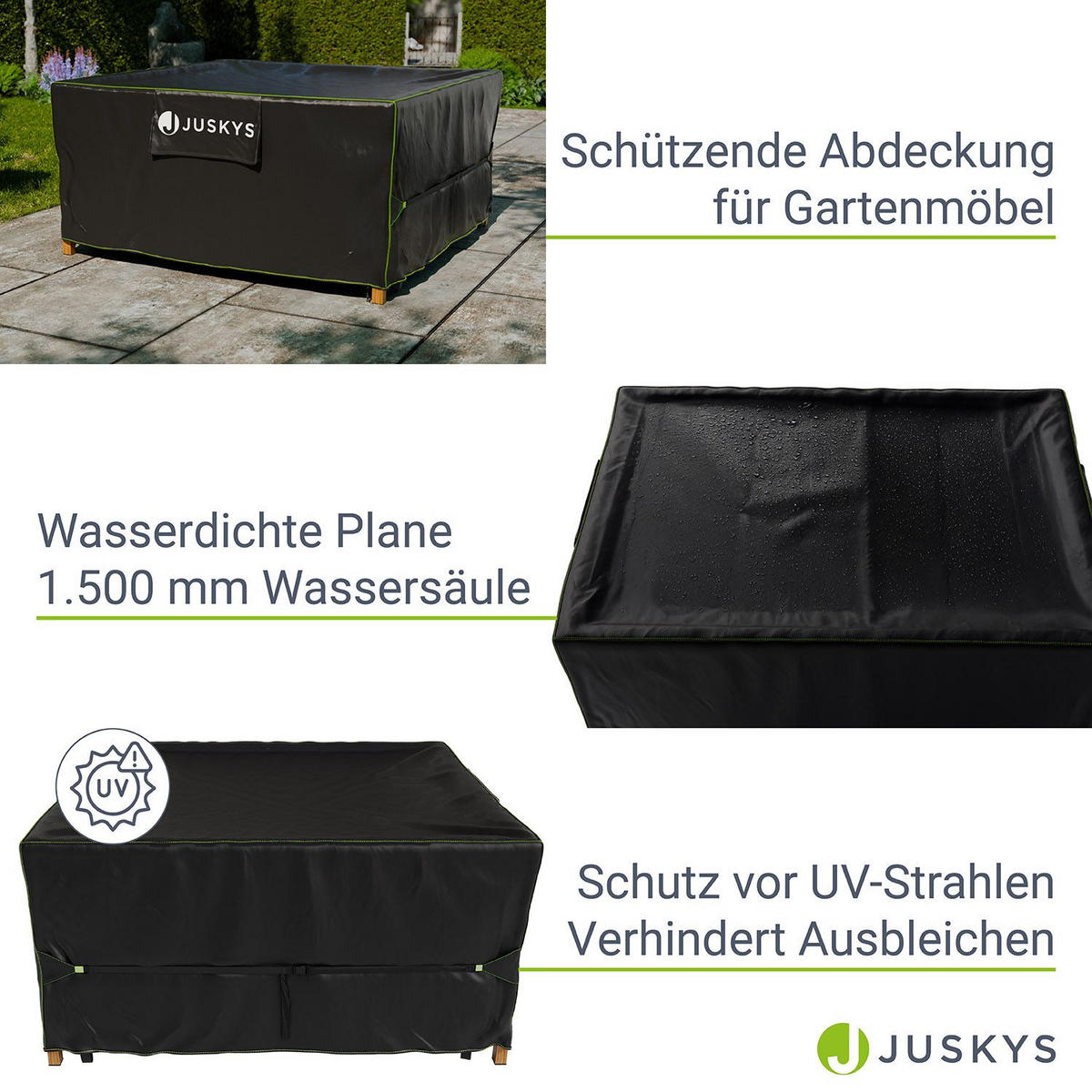 GARTENMÖBELABDECKUNG CoverSafe Pro schwarz - Schwarz, Kunststoff (250/90/250cm) - Juskys