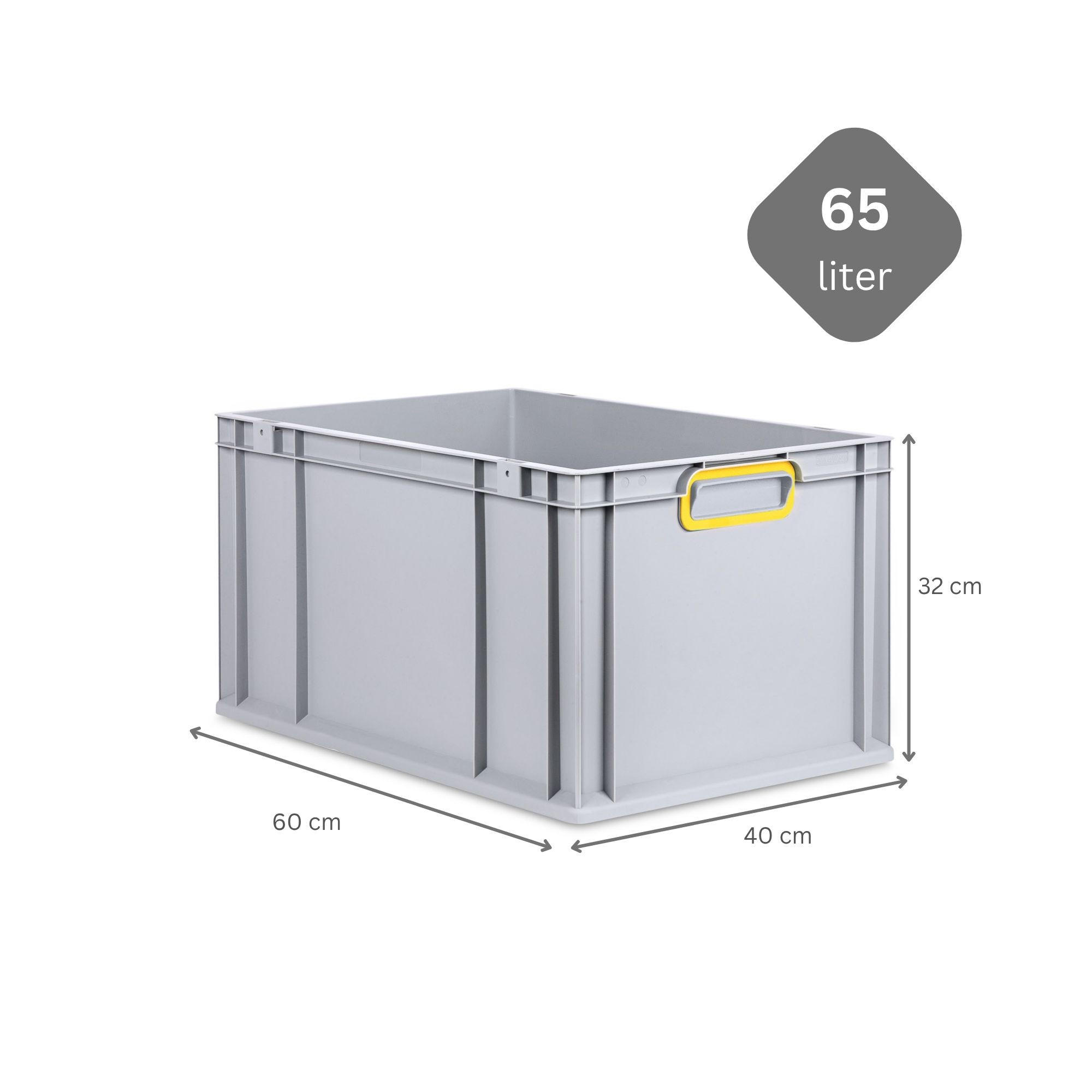 EUROBOX 3x Nextgen Color 32x40x60cm 65 Liter Griffe Gelb Geschlossen - Gelb, Kunststoff (40/22/60cm) - PROREGAL