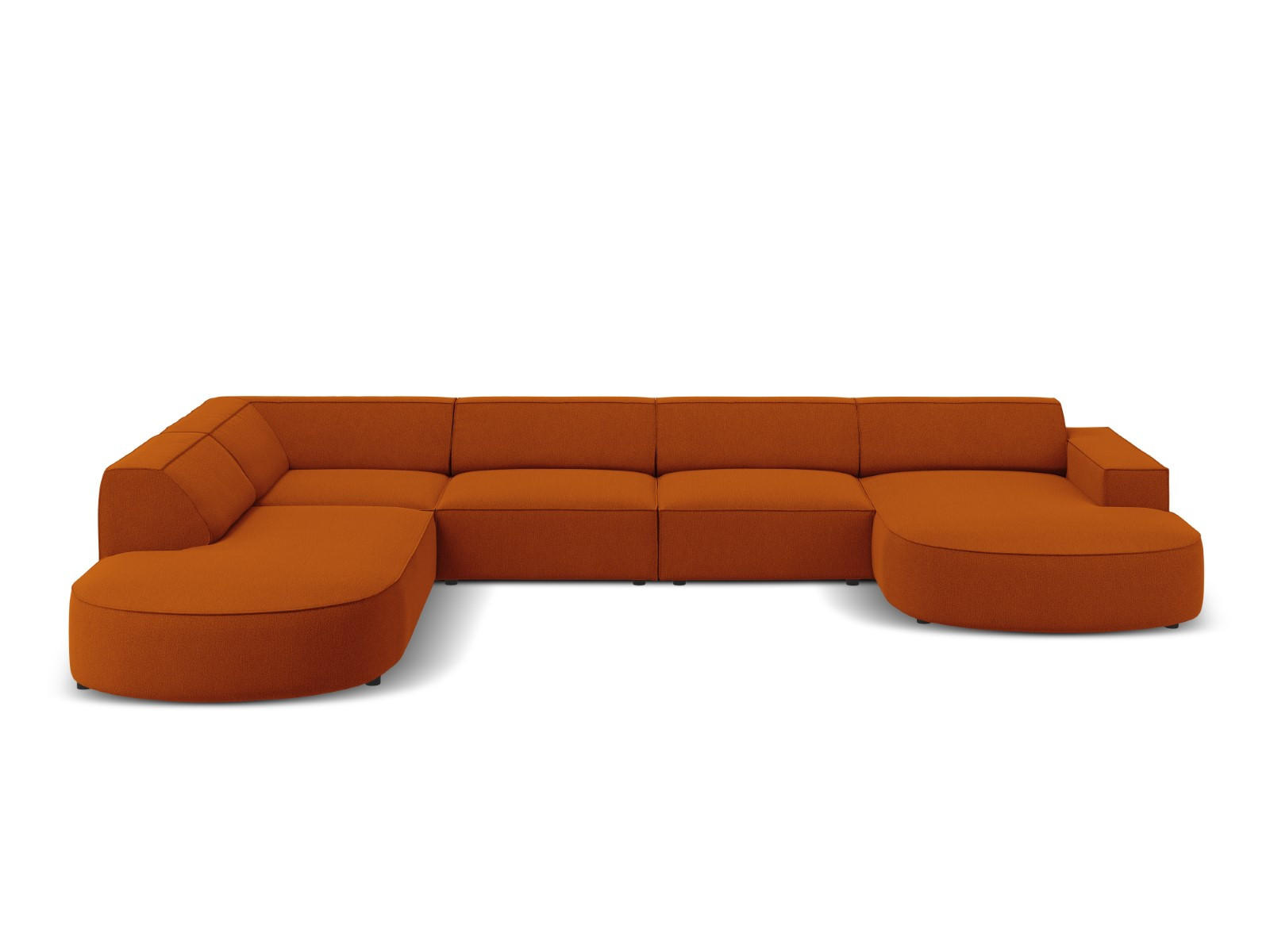 PANORAMASOFA links Jodie aus strukturiertem Stoff terrakotta 7 Sitzplätze - Terracotta, Textil (262/70/364cm) - Micadoni