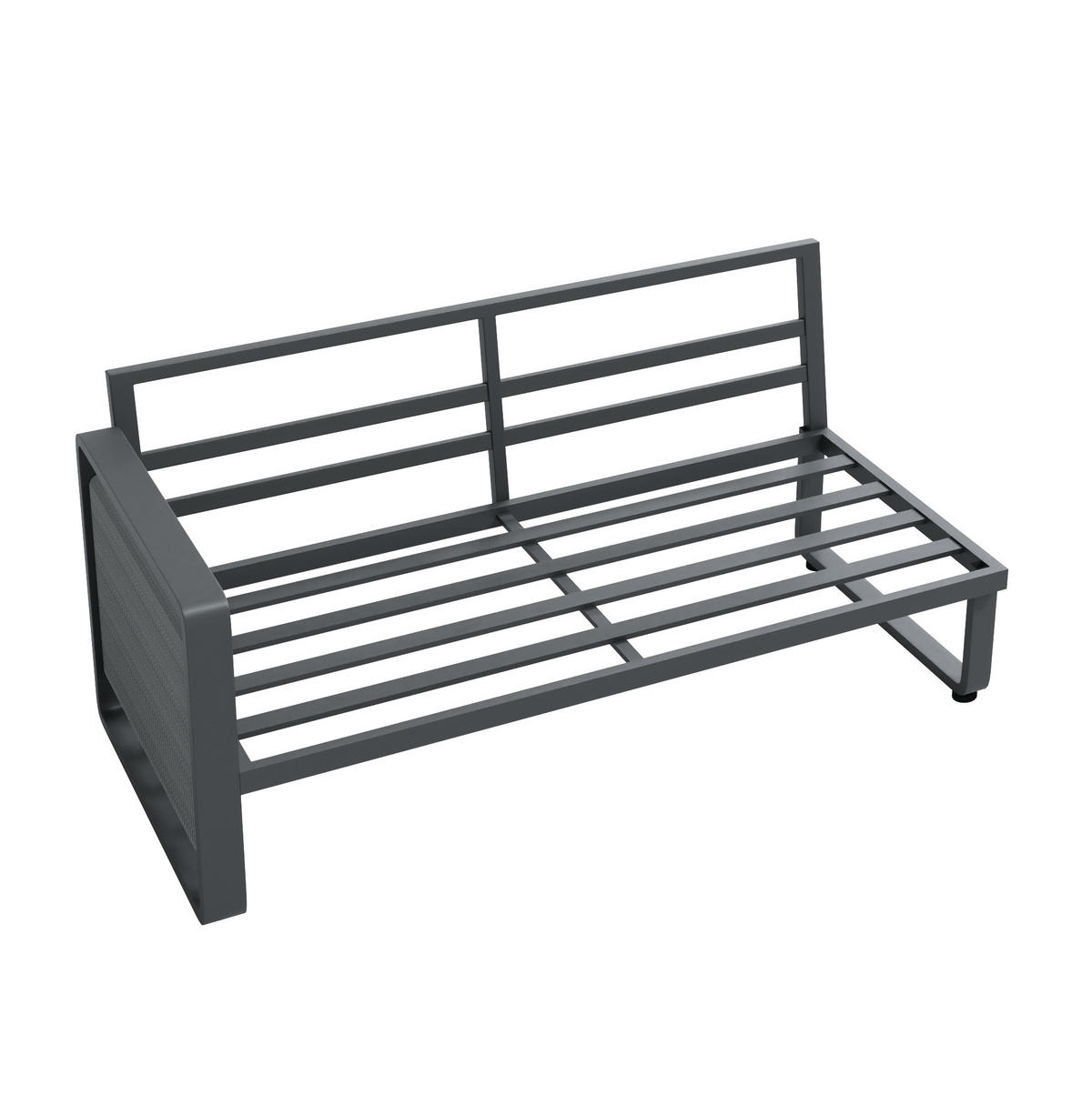 GARTENLOUNGE-SET 185/185/66,5 cm mit verstellbaren Füßen, Seilgeflecht und Polstern, Grau - Grau, Metall - Redom