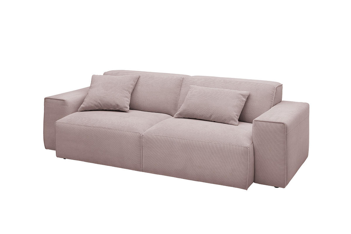 SOFA RANI Pink Cord - Pink/Schwarz, Kunststoff/Textil (256/71/101cm) - KAWOLA