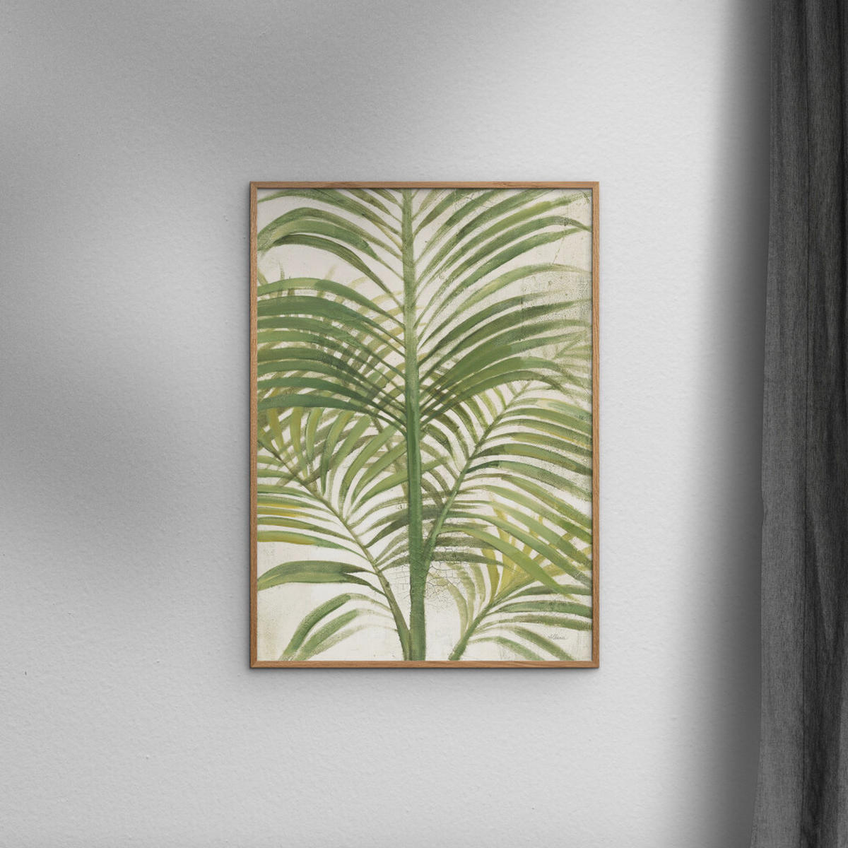 POSTER mit Rahmen Wild Apple - Palms II Bright - Eichefarben/Grün, Holz/Papier (70/100cm) - Poster&Frame