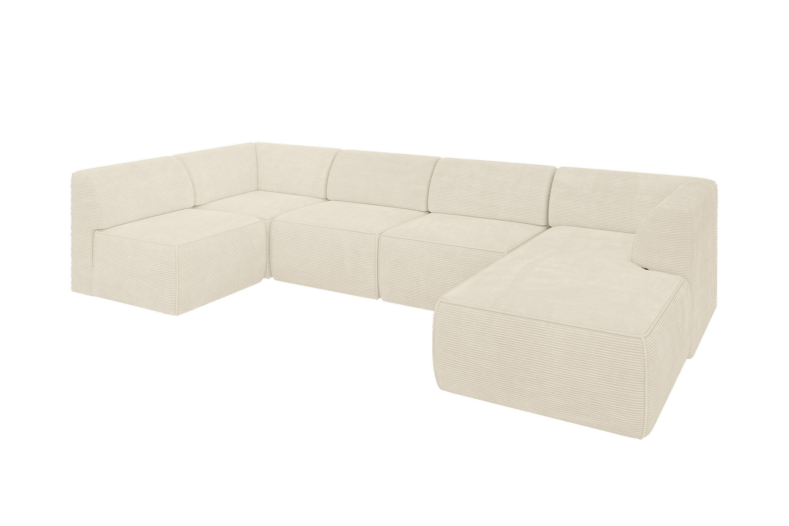 WOHNLANDSCHAFT Ottomane Rechts MOVO-L 345x180x78 cm Beige Cord - Beige, Holzwerkstoff/Kunststoff (180/78/345cm) - ALTDECOR