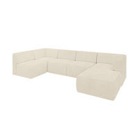 WOHNLANDSCHAFT Ottomane Rechts MOVO-L 345x180x78 cm Beige Cord - Beige, Holzwerkstoff/Kunststoff (180/78/345cm) - ALTDECOR