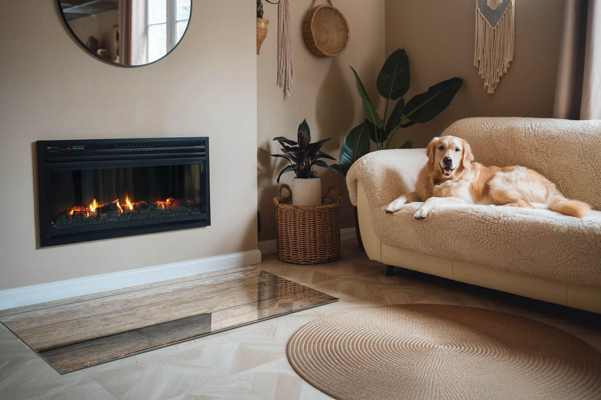 GLASPLATTE für Kamin 140x70 cm Beige - Beige, Glas (140/70/0.4cm) - ArtPrintCave