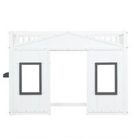ETAGENBETT 90/200 cm mit Treppe, Fallschutz, Fenstern und Stauraum aus Kiefernholz und MDF, Weiß/Grau - Weiß, Holzwerkstoff (90/200cm) - Redom