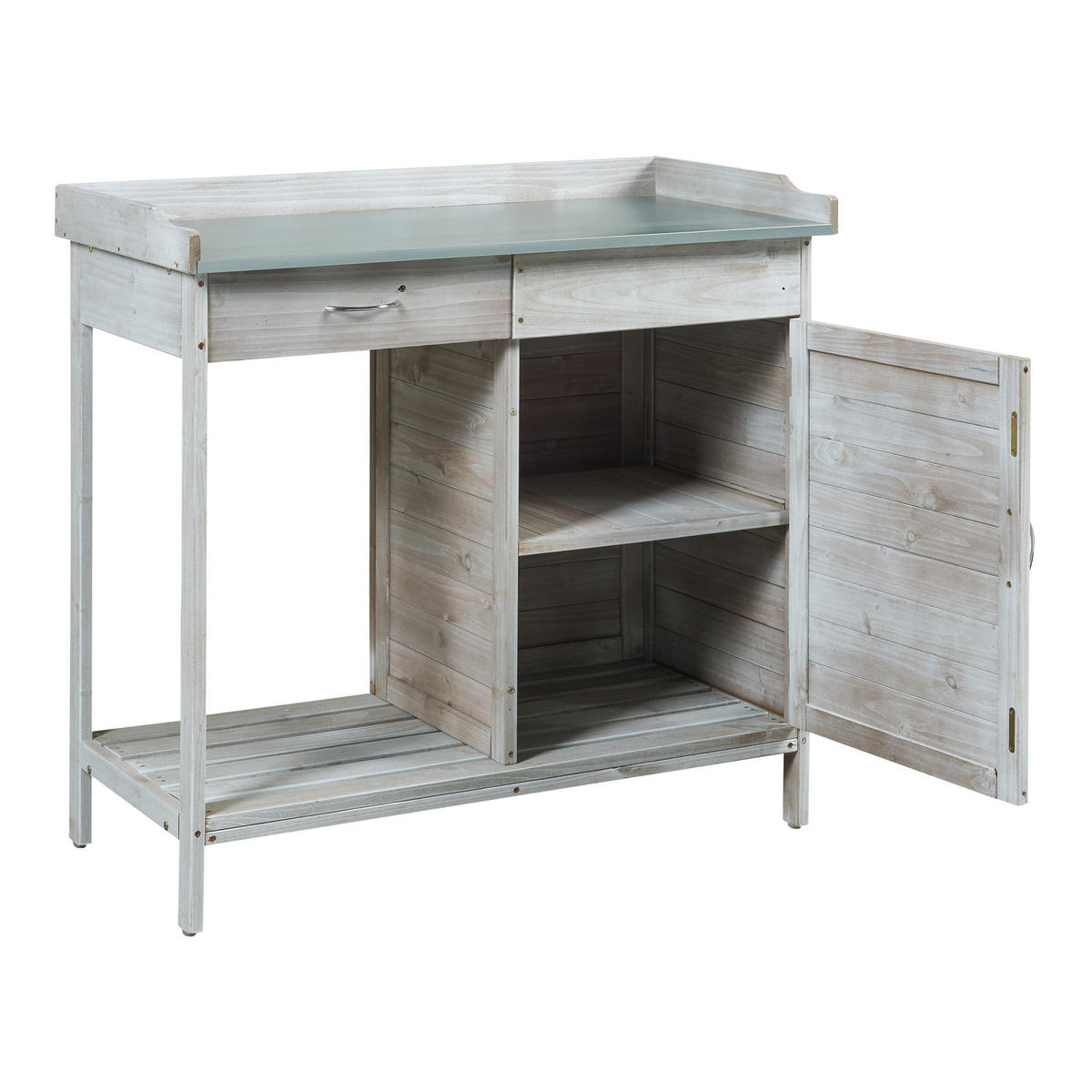 PFLANZTISCH Aliano - Grau, Holz/Metall (48/98/94cm) - casa.pro