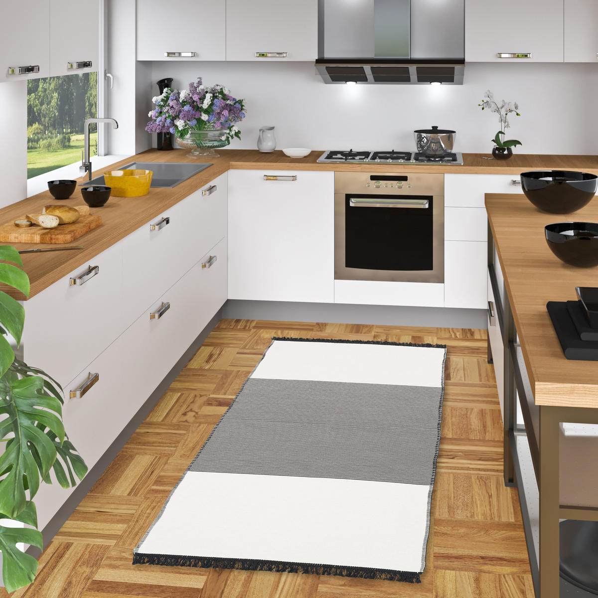 LÄUFER TEPPICH BEIDSEITIG ETHNO KELIM - Schwarz/Grau, Textil (80/150cm) - Pergamon