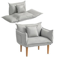 SESSEL 2-in-1, mit Kissen, Hellgrau - Hellgrau, Textil (75/78/68cm) - HOMCOM
