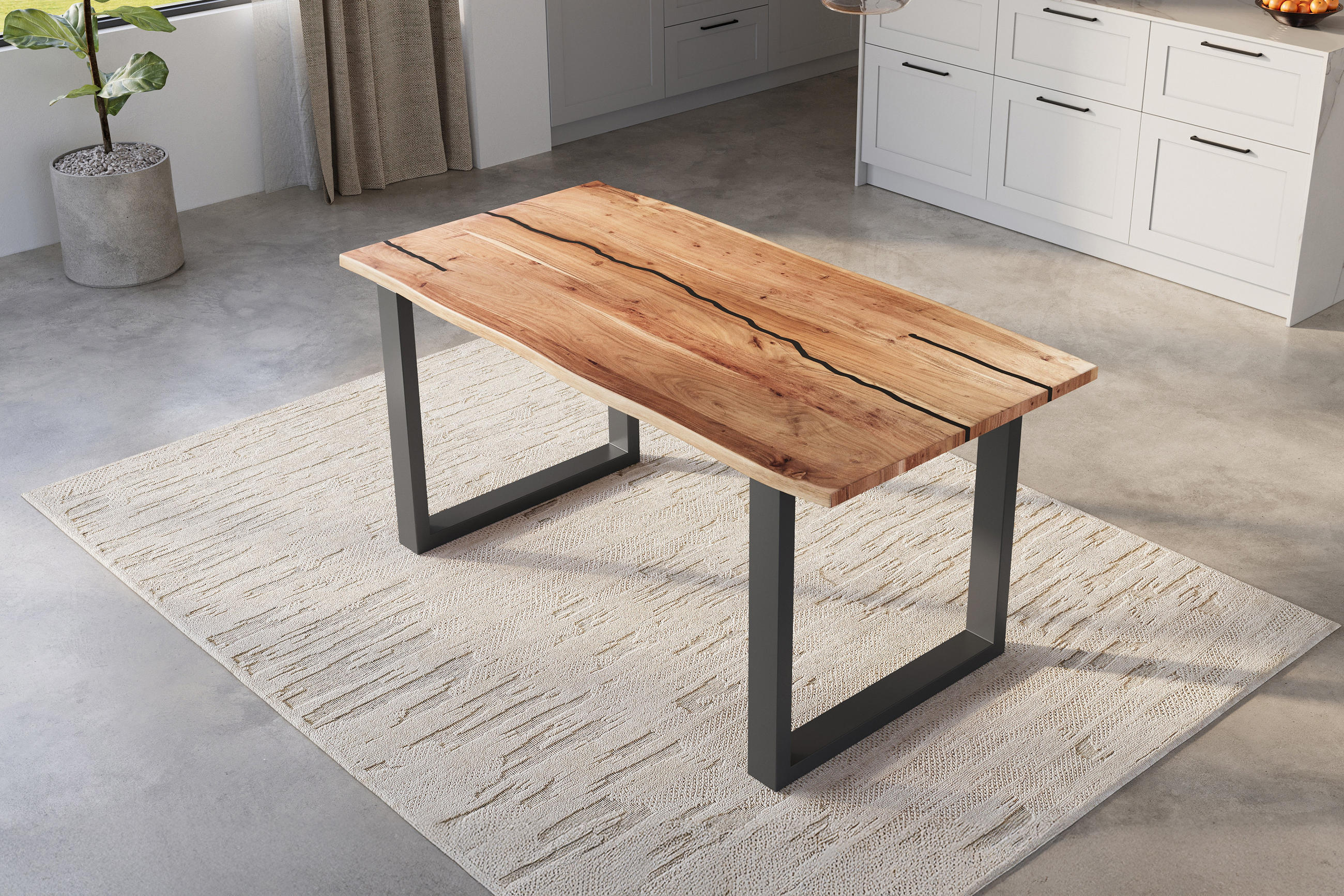 ESSTISCH POLLY - Beige/Schwarz, Holz/Metall (90/180/77cm) - SAM