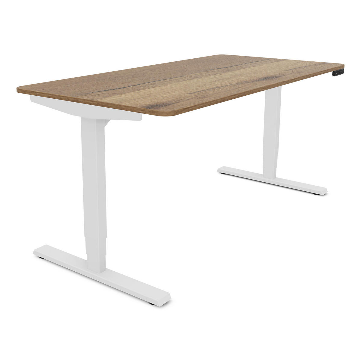 SCHREIBTISCH Elektrisch höhenverstellbarer Schreibtisch Y-Line Curved Eiche Tabak Signalweiß 180/80/62-127cm - Eiche Wotan/Weiß, Holzwerkstoff/Metall (80/180/127cm) - ASSMANN
