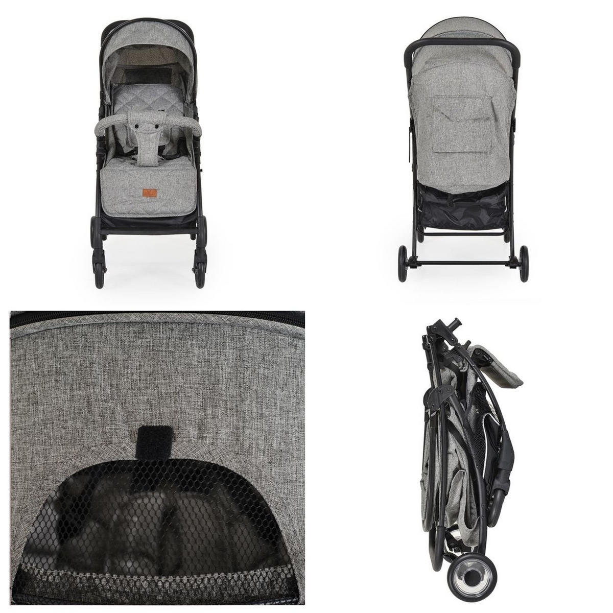 KINDERWAGEN London hellgrau Buggy, Aluminiumrahmen, verstellbare Rückenlehne - Grau, Metall (80/48/95cm) - Cangaroo