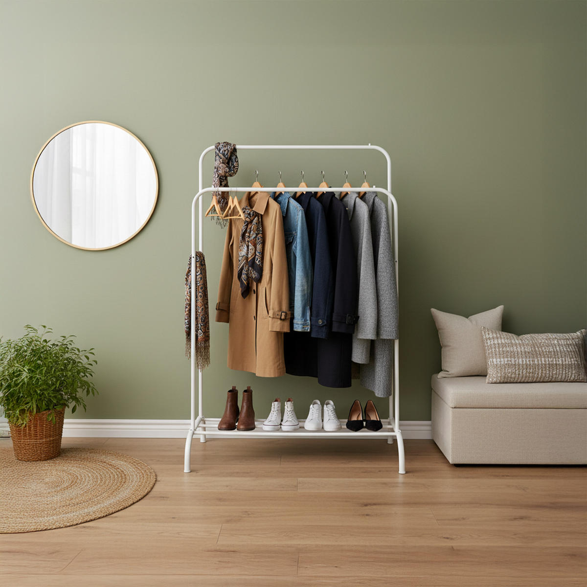 KLEIDERSTÄNDER - Weiß, Kunststoff/Metall (110/146/56cm) - Relaxdays