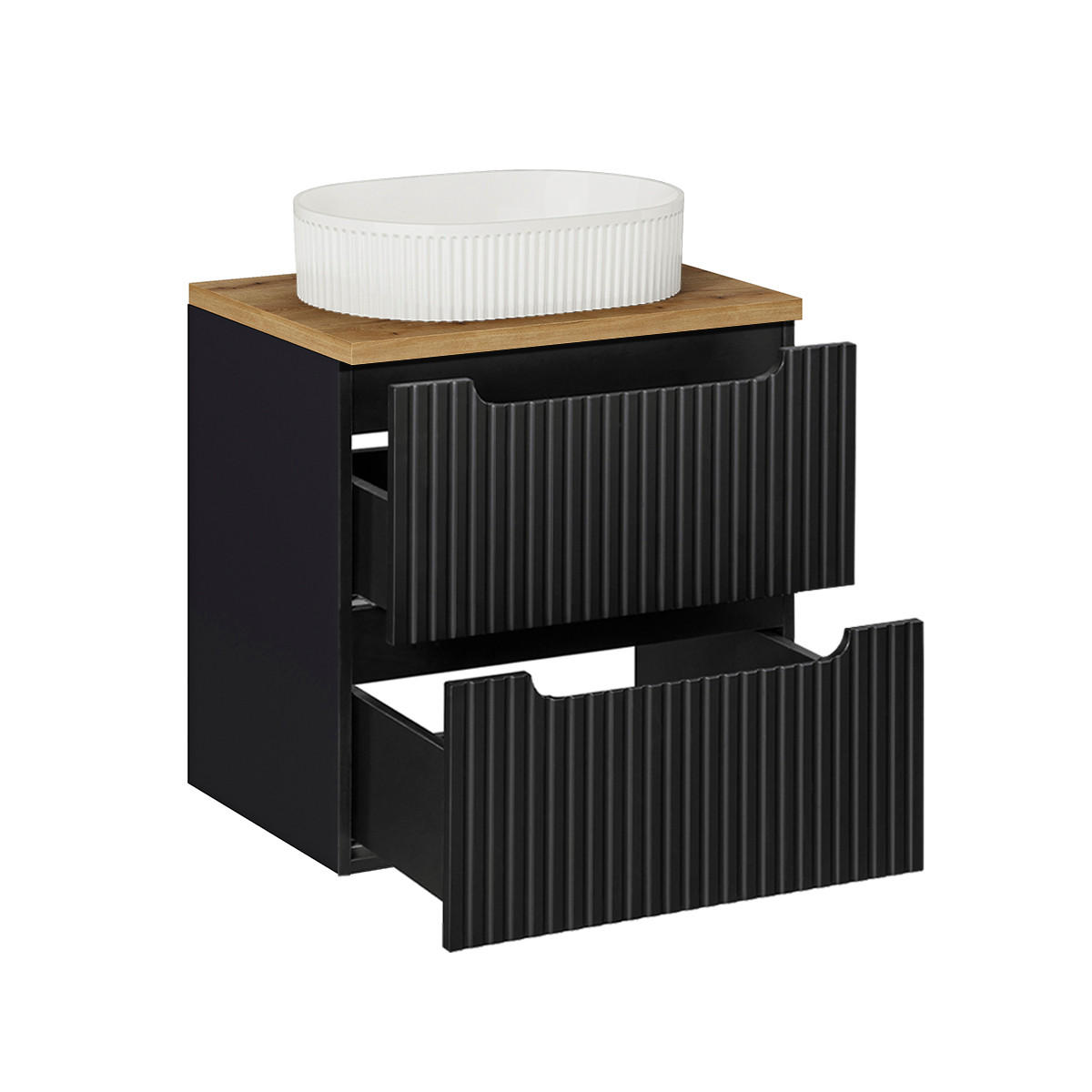 WASCHTISCH 60.4cm Riva Schwarz und Holz - Schwarz, Holzwerkstoff (60.4/59/40cm) - Petits-meubles