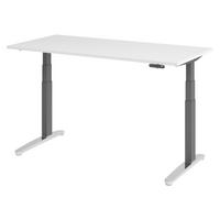 SCHREIBTISCH elektrisch XBHM 80/160/74 cm in Weiß/Graphitfarben/Alu poliert - Graphitfarben/Weiß, Holzwerkstoff (80/160/74cm) - bümö