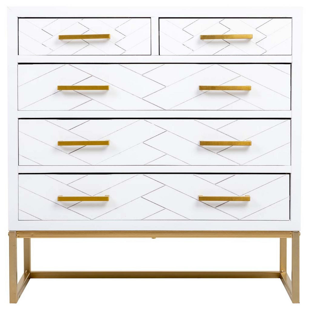 KOMMODE mit 4 schubladen aus holz und metall 80x39x81 cm - Weiß, Holz (80/81/39cm) - Wanderlust