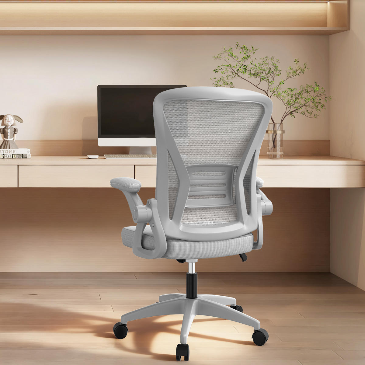 BÜROSTUHL Grau ergonomisch mit S-förmiger Rückenlehne - Grau, Metall (23/52/62cm) - Rattrix