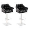 BARHOCKER 2er Set Sihar Kunstleder Schwarz Weiß - Schwarz, Leder/Metall (64/88/45cm) - DELUKE