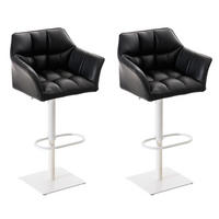 BARHOCKER 2er Set Sihar Kunstleder Schwarz Weiß - Schwarz, Leder/Metall (64/88/45cm) - DELUKE