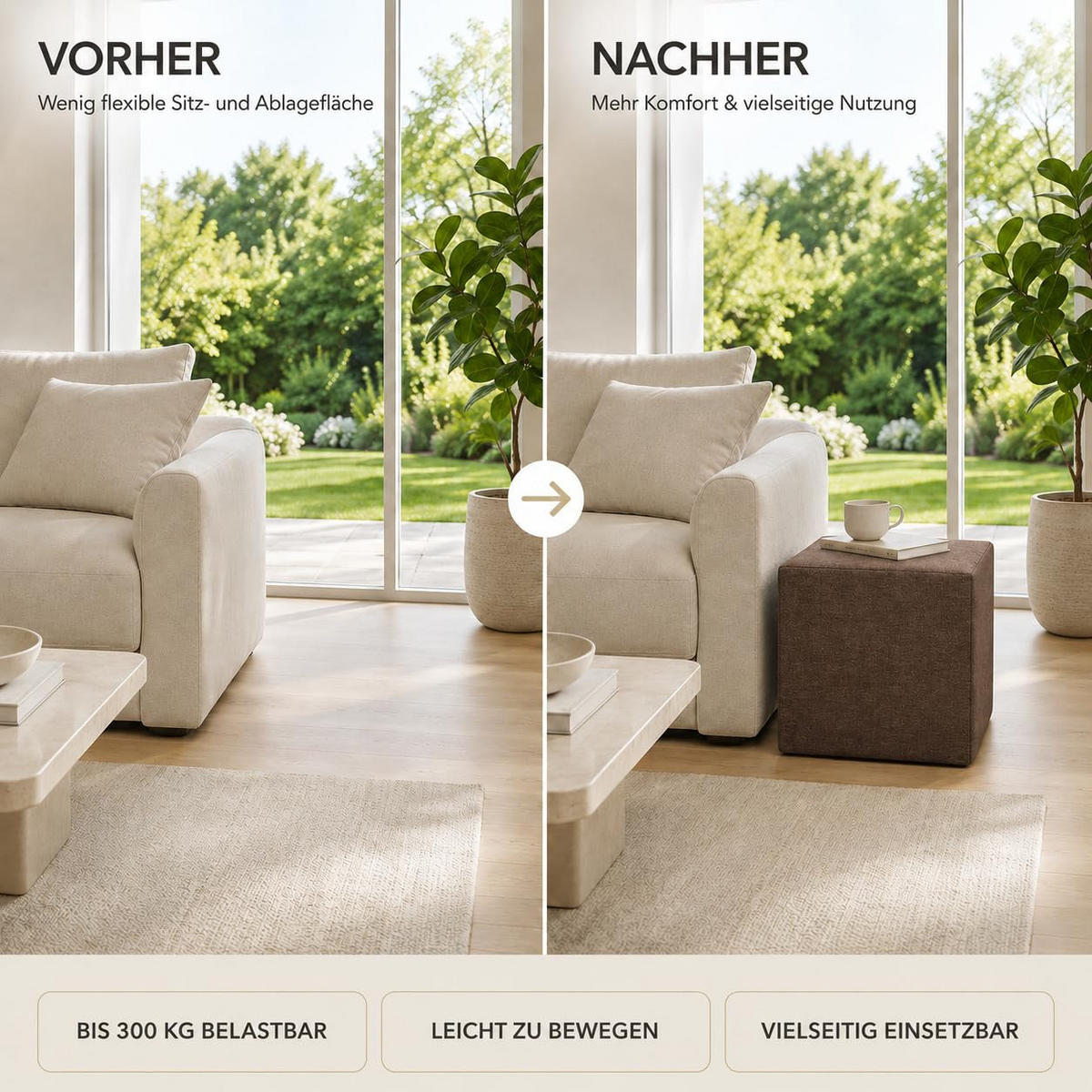 SITZWÜRFEL / Siège Pouf - Brun Foncé, 40X40X40 Cm, Assise Rembourrée, Confortable Pour Salon, Chambre Ou Bureau - Dunkelbraun/Braun, Textil (41/41/40cm) - Best For Home