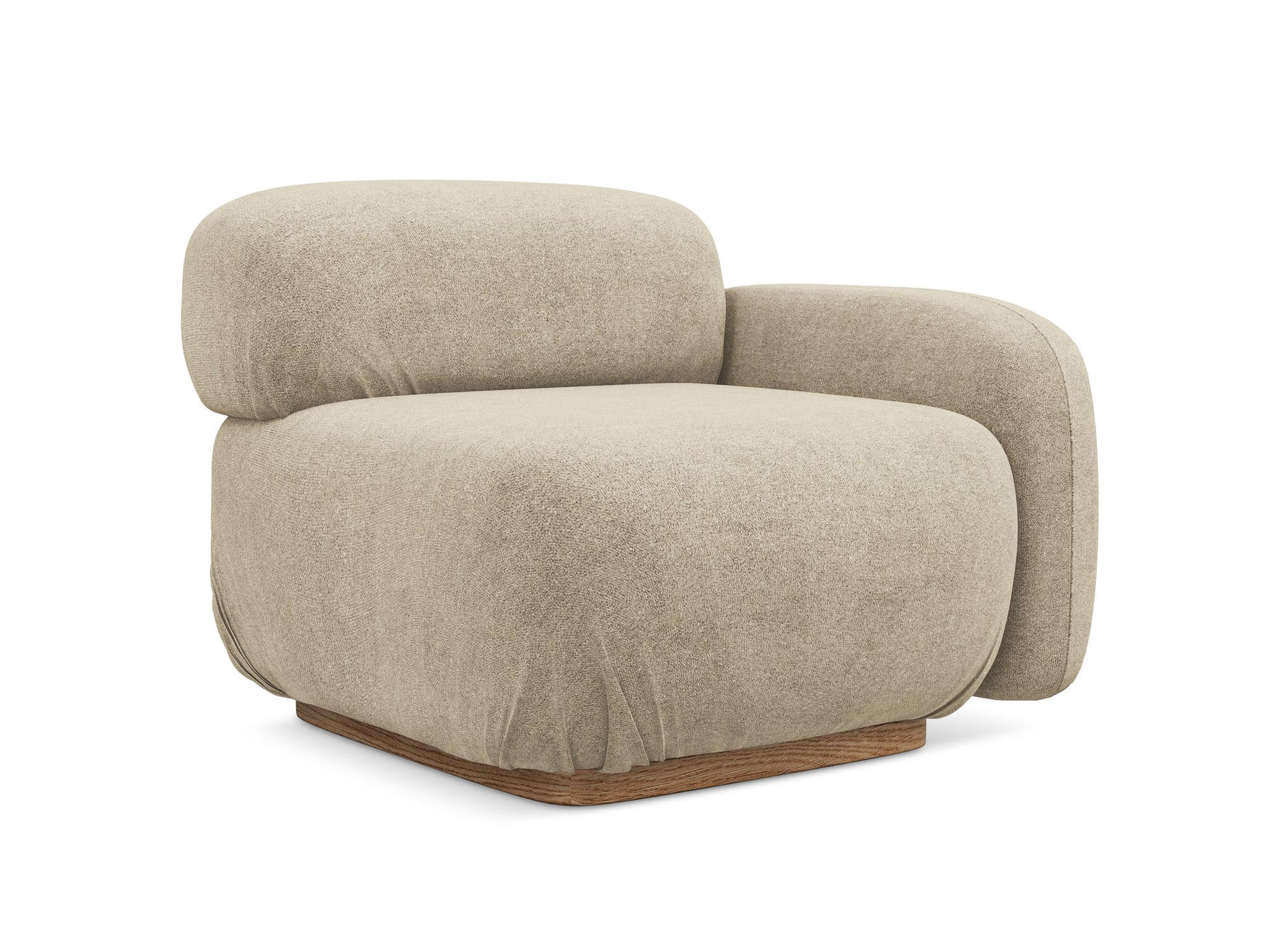 SOFAELEMENT Rechts Bouclé Stoff Beige - Beige/Braun, Holz/Textil (95/73/95cm) - Makamii
