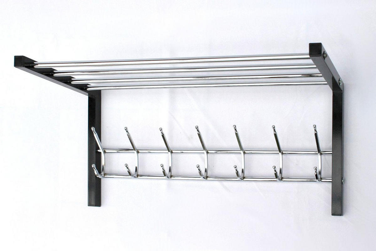 WANDGARDEROBE mit Hutablage 70cm - Schwarz, Metall (70/32/30cm) - DanDiBo